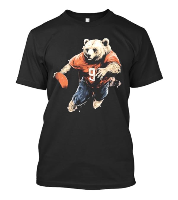 Brown Bear Number 9 Football Action T-Shirt