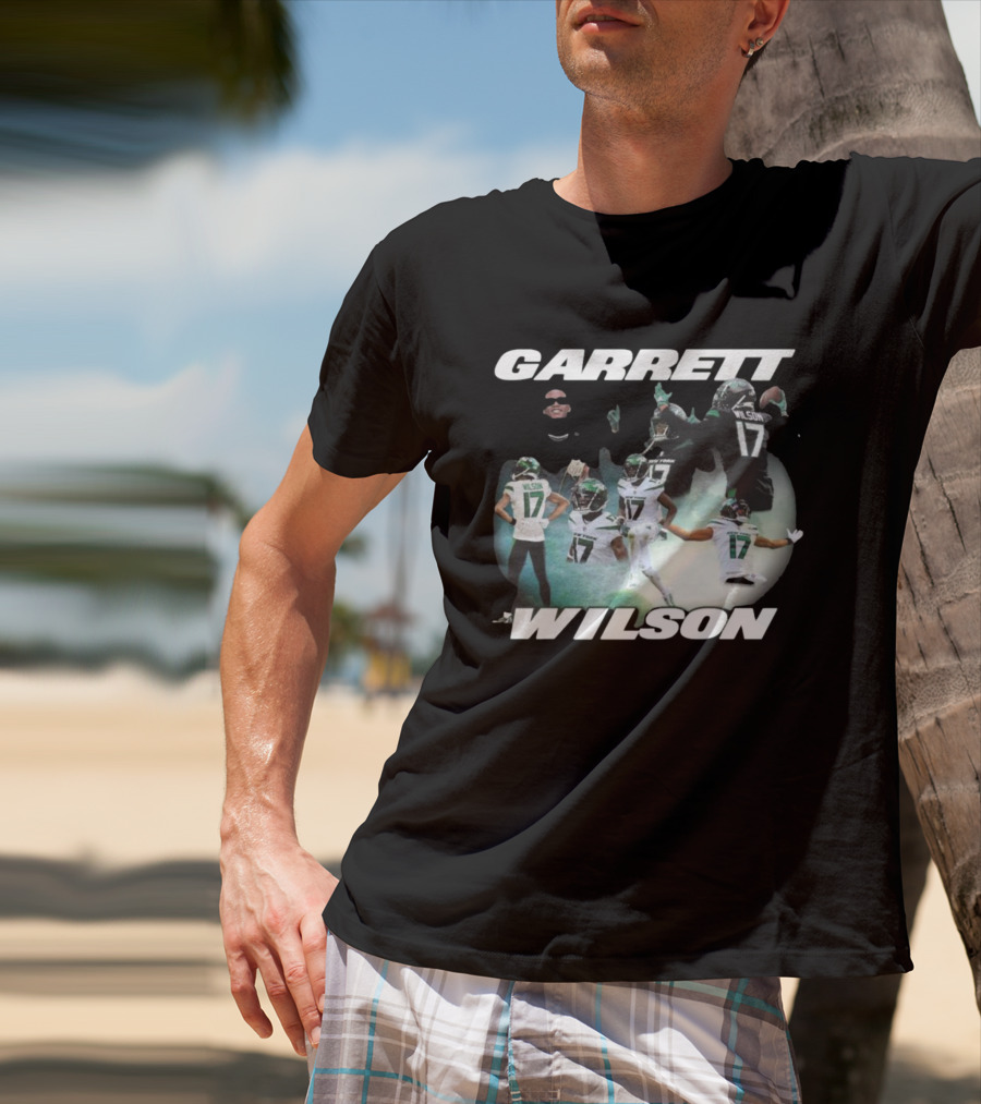 Garrett Wilson New York Jets Dynamic Football Action Montage T-Shirt