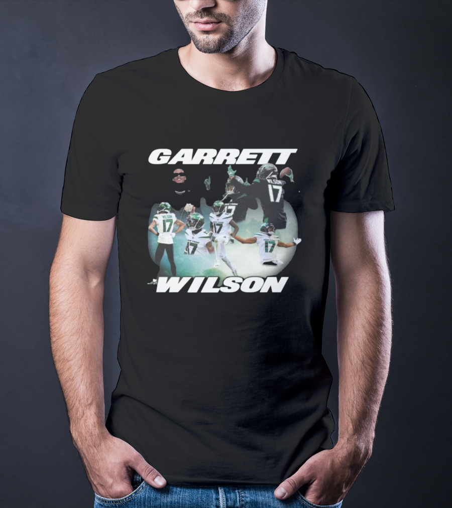 Garrett Wilson New York Jets Dynamic Football Action Montage T-Shirt
