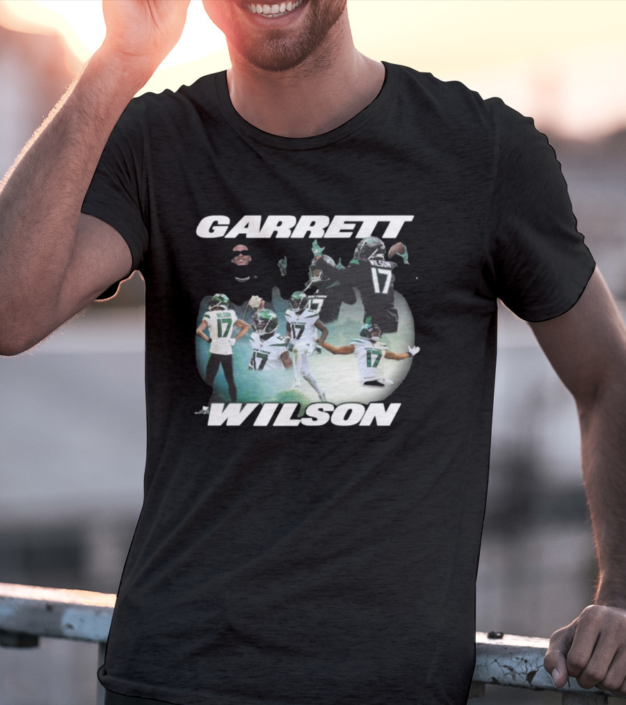Garrett Wilson New York Jets Dynamic Football Action Montage T-Shirt