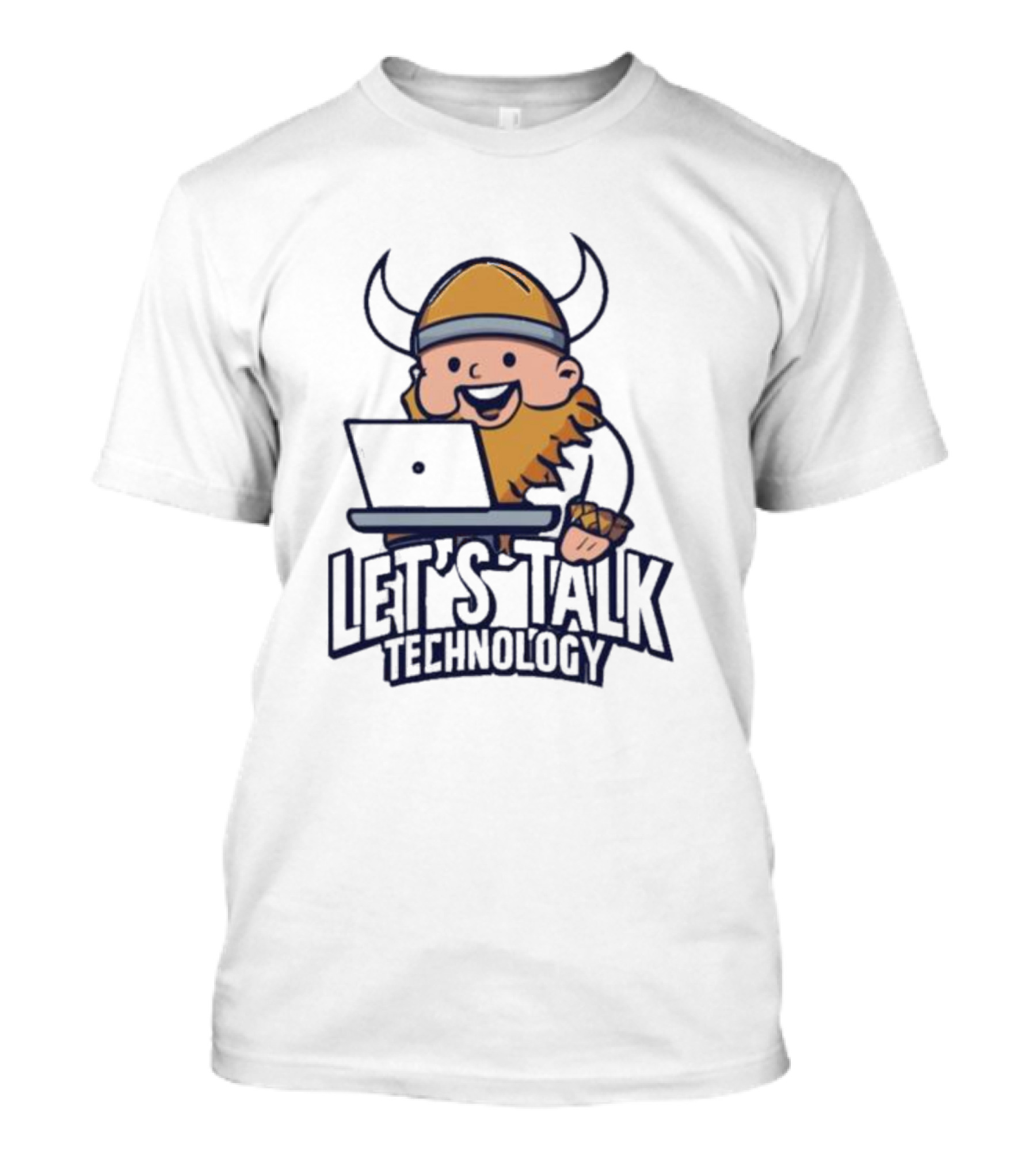Viking Let's Talk Technology With Laptop Helmet Beard T-Shirt
