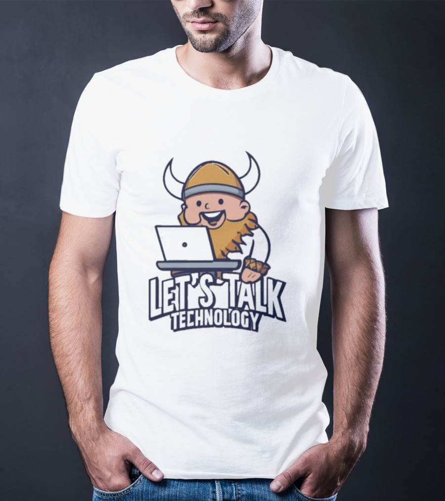 Viking Let's Talk Technology With Laptop Helmet Beard T-Shirt