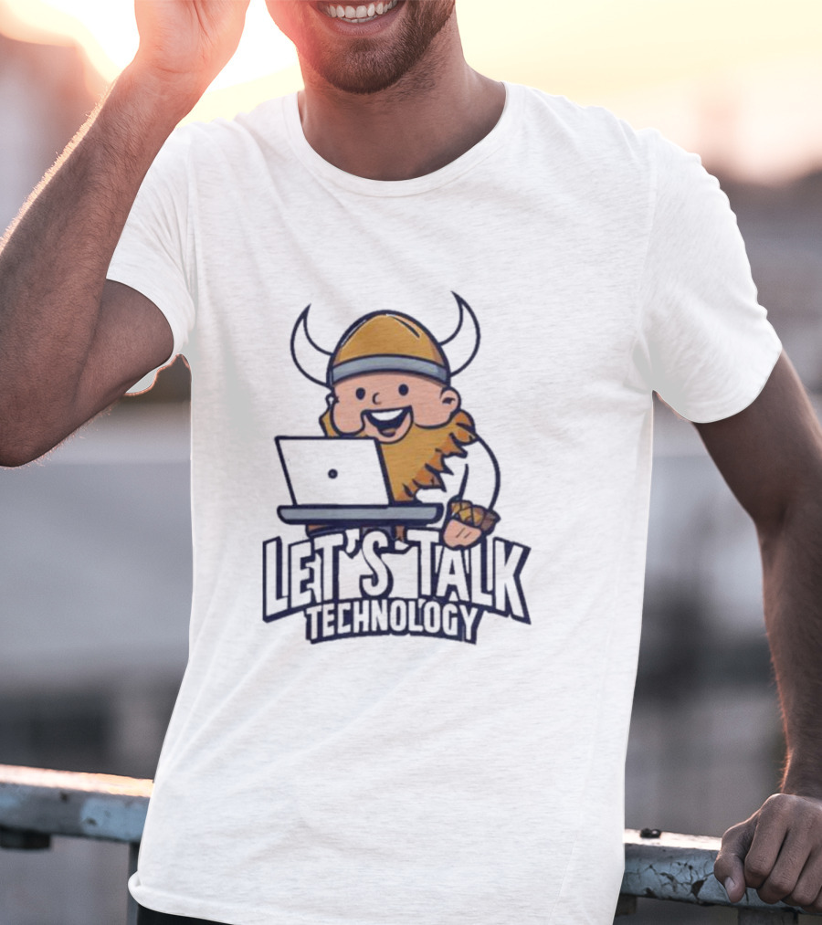 Viking Let's Talk Technology With Laptop Helmet Beard T-Shirt