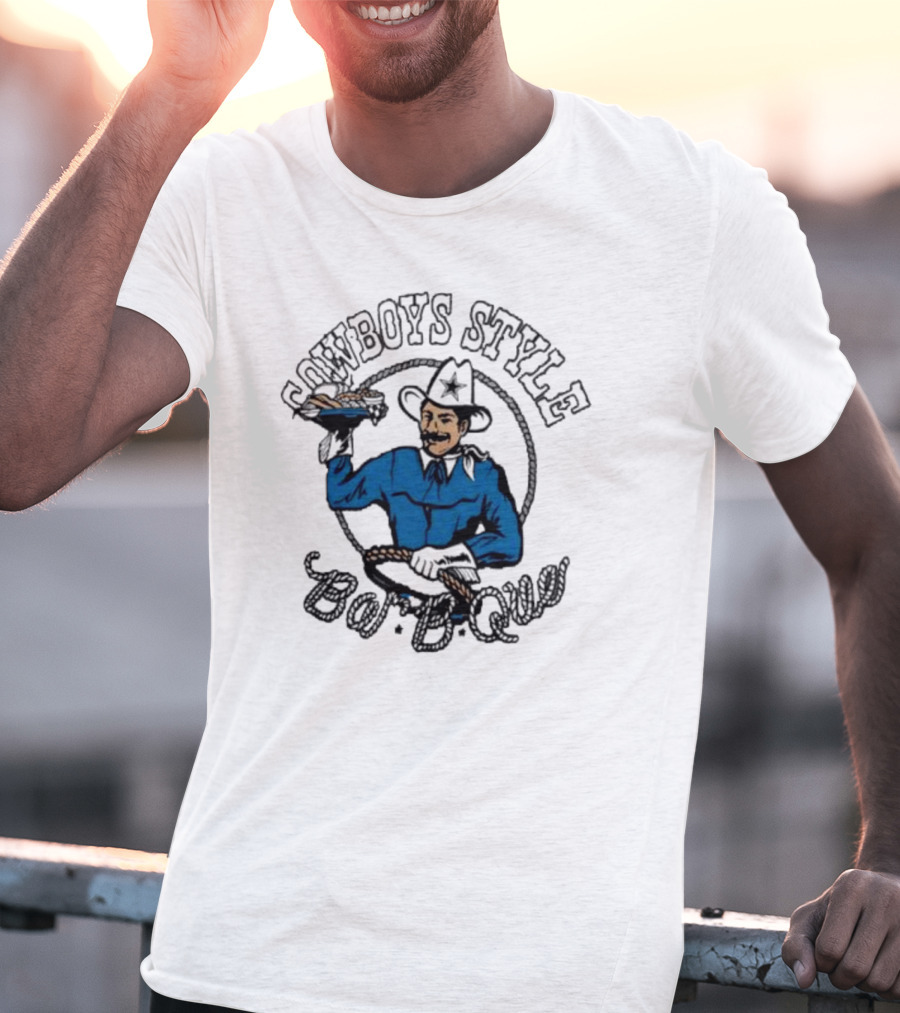 Cowboys Style Bar-B-Que Homage Royal Dallas Cowboys NFL X Guy Fieri’s Flavortown Tri-Blend T-Shirt