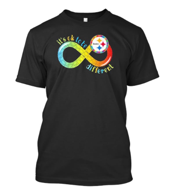 Pittsburgh Steelers Autism Awareness Infinity It's Ok To Be Different Puzzle T-Shirt