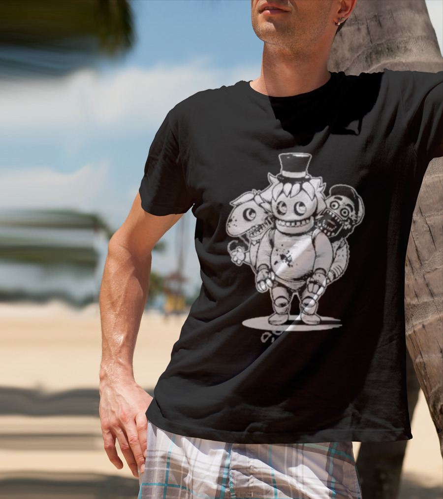 Sharkrobot Five Nights At Oney’s Three-Headed Animatronic Top Hat T-Shirt