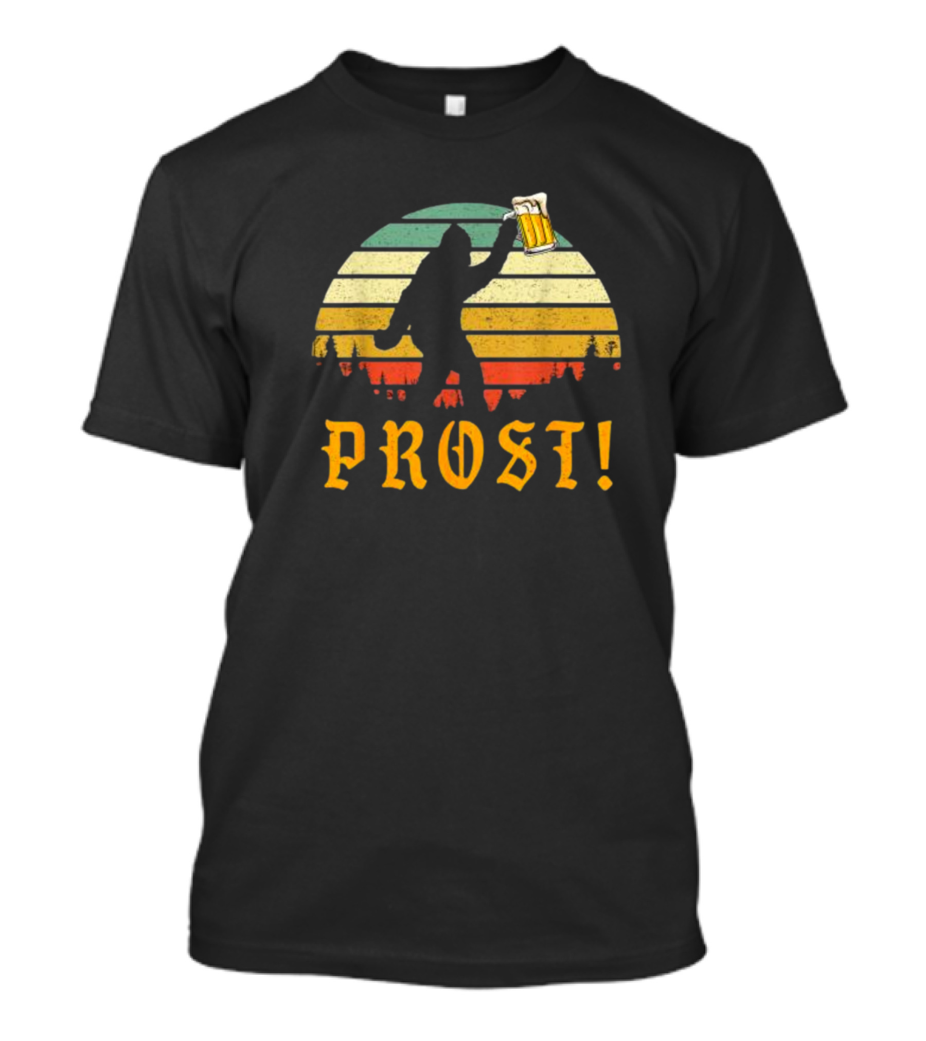 PROST Bigfoot Holding Beer Vintage Sunset Oktoberfest Germany T-Shirt