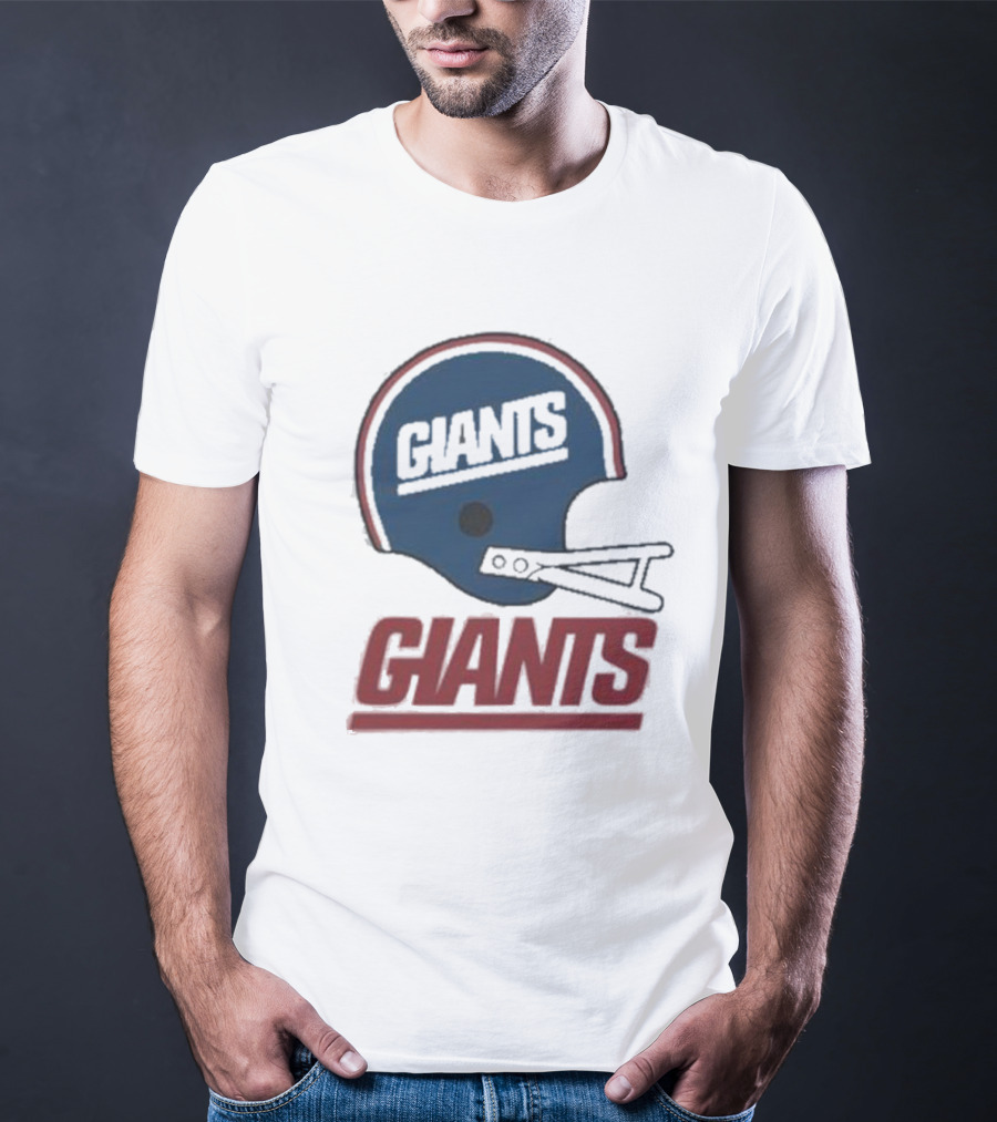 New York Giants Helmet With Giants Text T-Shirt