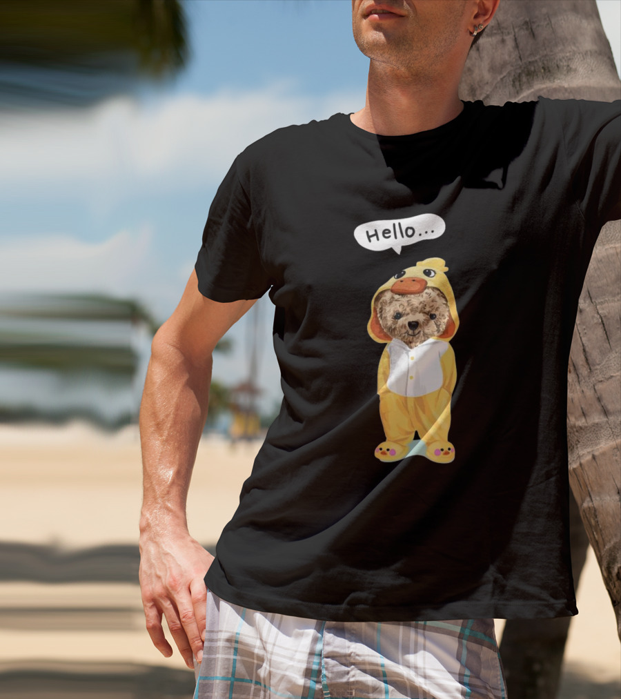Bear Hello Duck Costume Curious Expression T-Shirt
