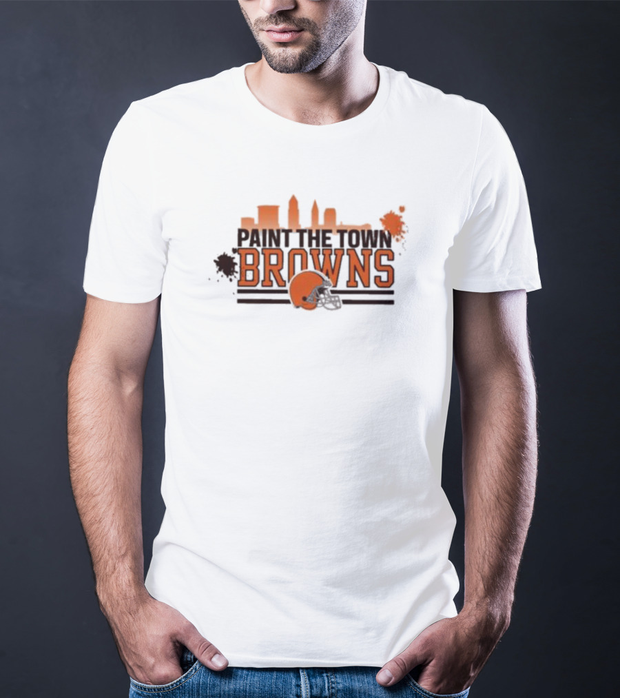 Paint The Town Cleveland Browns Football Browns Helmet Skyline T-Shirt