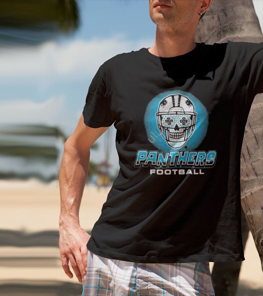 Panthers Football Skull Helmet T-Shirt