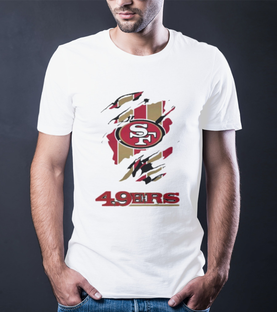 San Francisco 49ers SF Logo With Red And Gold Stripes 49ERS T-Shirt