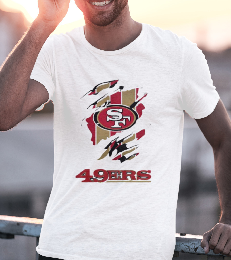San Francisco 49ers SF Logo With Red And Gold Stripes 49ERS T-Shirt
