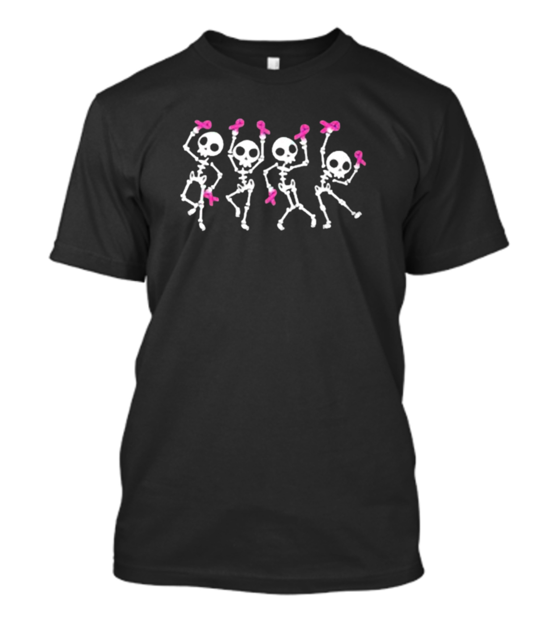 Dancing Skeletons With Pink Ribbons Breast Cancer Awareness T-Shirt