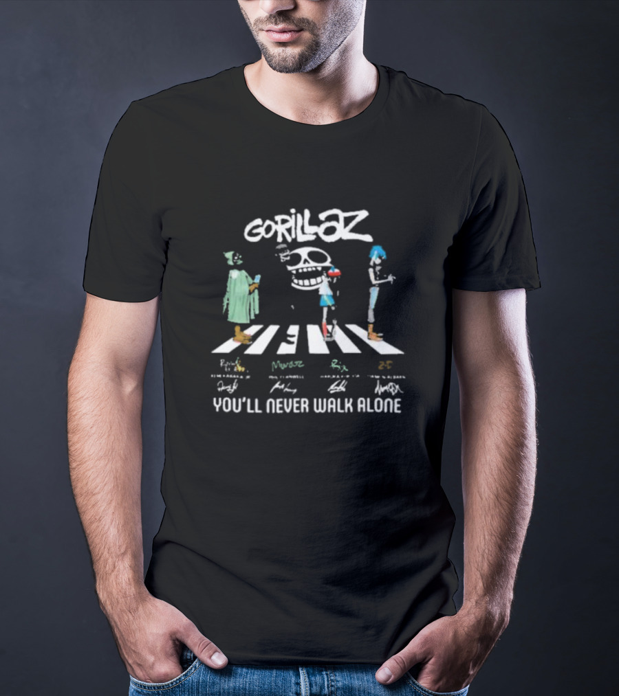 Gorillaz Abbey Road Crossover You’ll Never Walk Alone Signatures T-Shirt