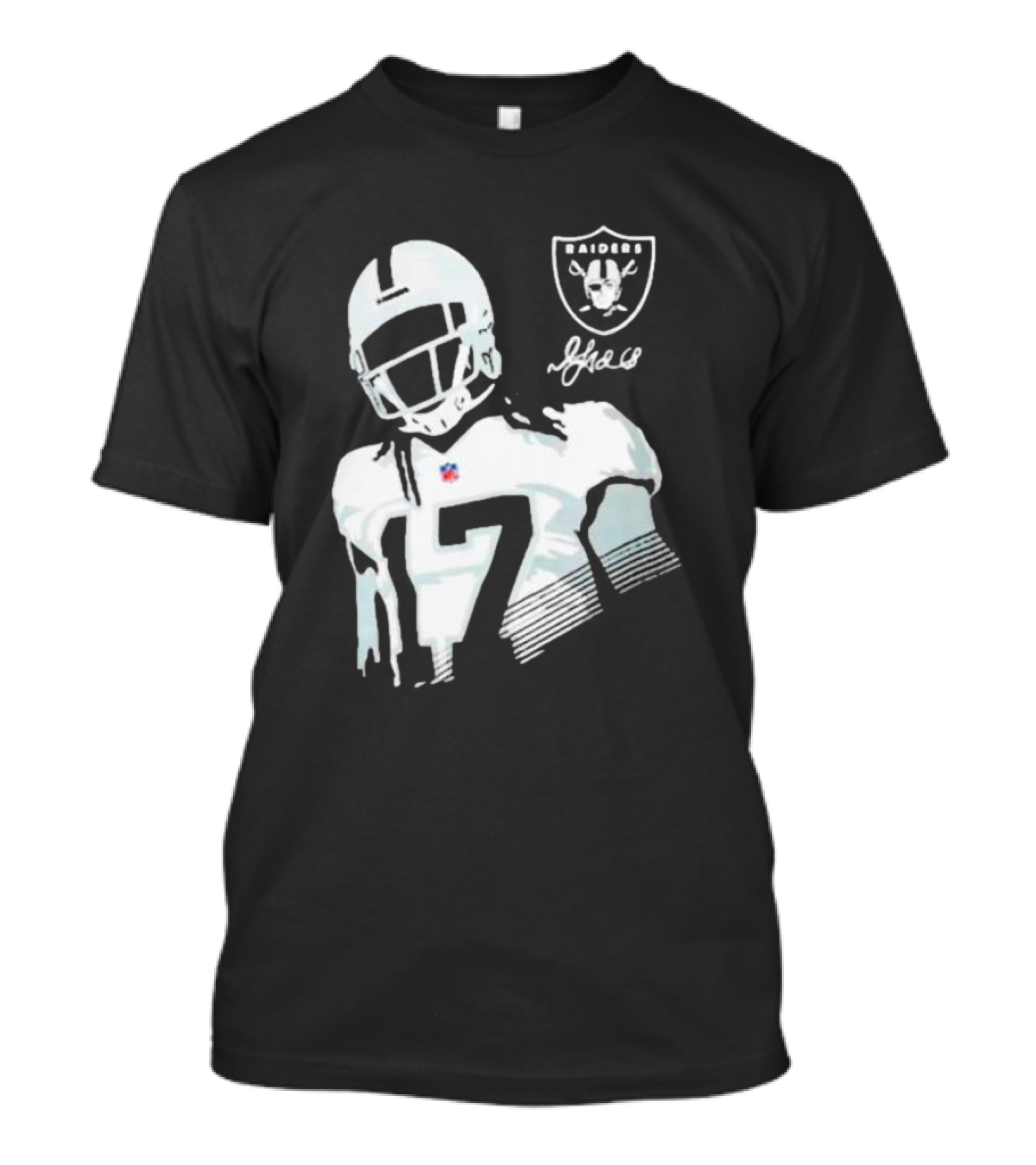 Las Vegas Raiders Davante Adams Black Player Raiders Logo Signature T-Shirt