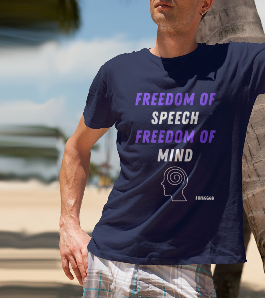 FUNKGOD Freedom Of Speech Freedom Of Mind Head Outline Spiral T-Shirt