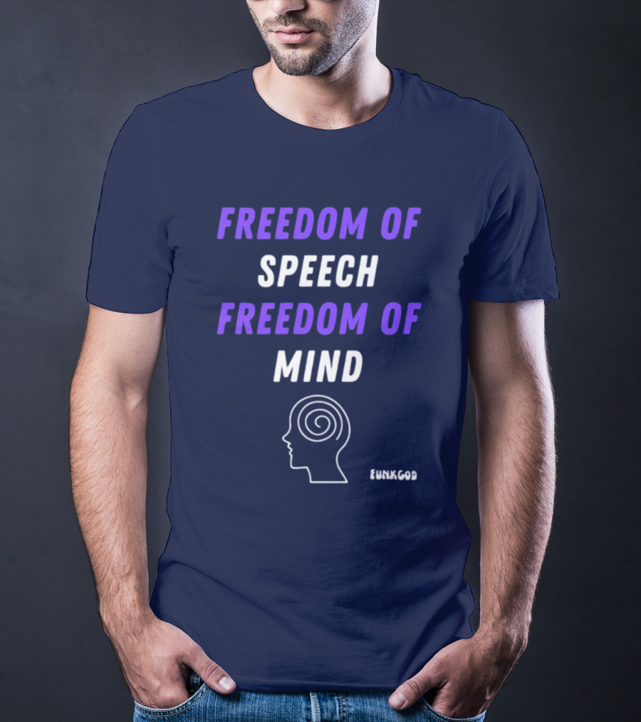 FUNKGOD Freedom Of Speech Freedom Of Mind Head Outline Spiral T-Shirt