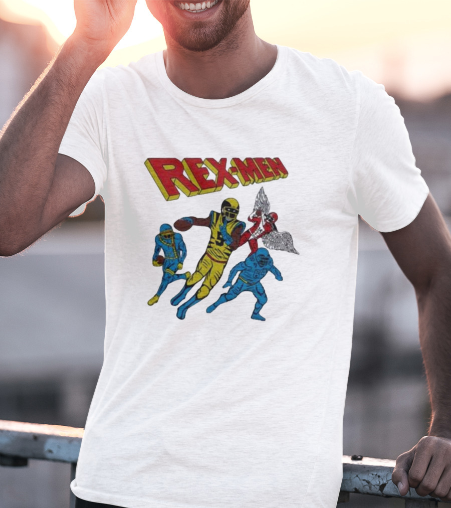 Rex-men Football Players Action Scene With Superhero T-Shirt