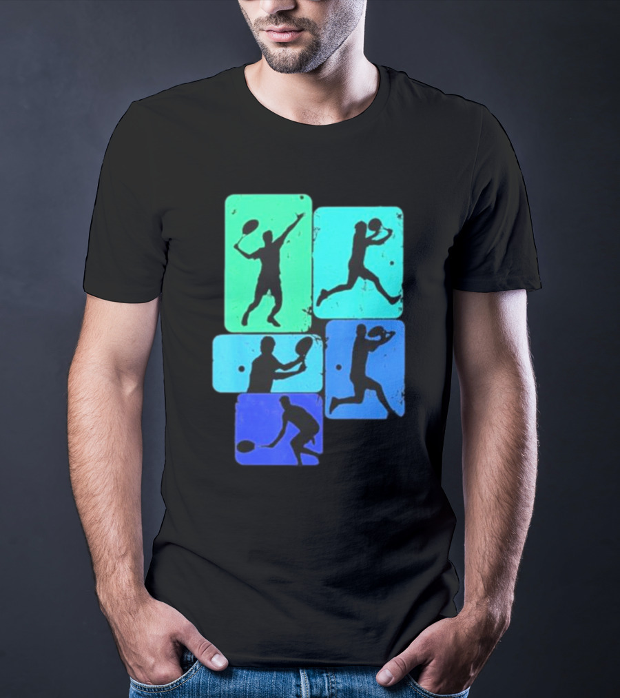 Tennis Player Youth Men Silhouettes In Motion T-Shirt