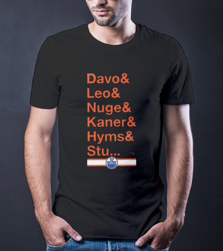 Davo Leo Nuge Kaner Hyms Stu Edmonton Oilers Logo Team Nickname Blue T-Shirt