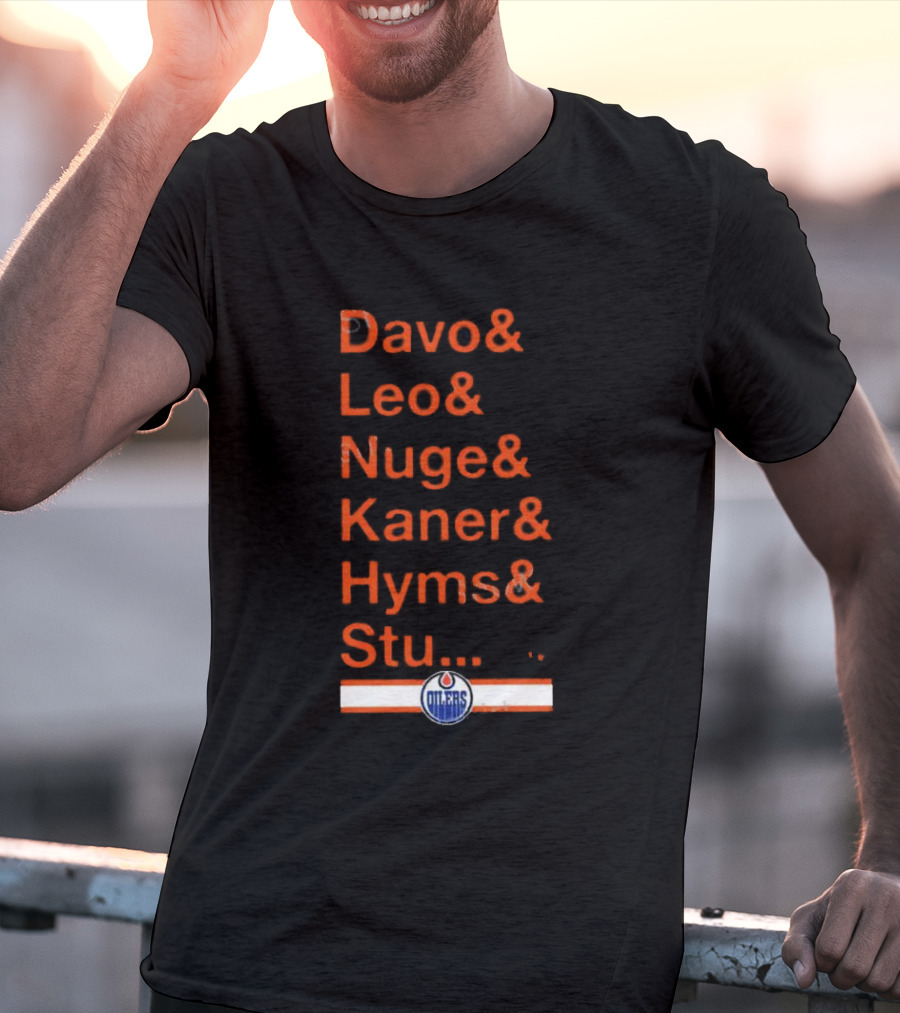 Davo Leo Nuge Kaner Hyms Stu Edmonton Oilers Logo Team Nickname Blue T-Shirt