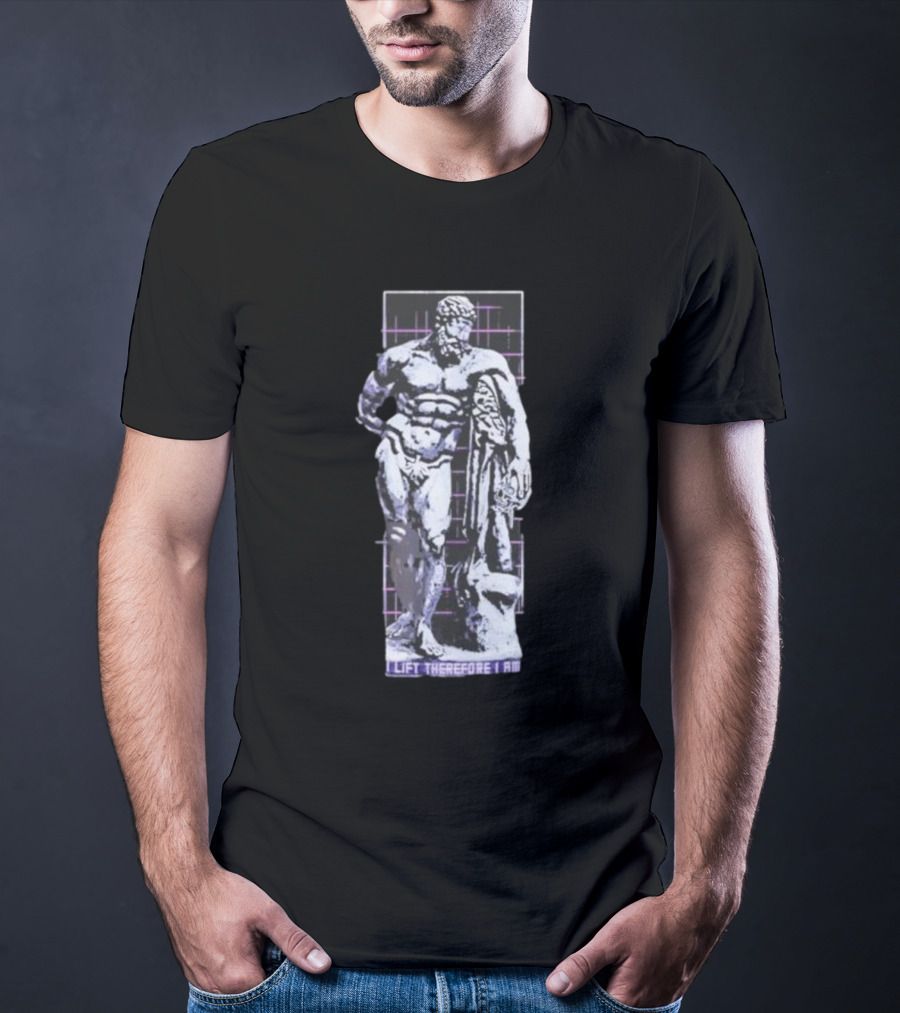 I Lift Therefore I Am Greek Statue Aesthetic T-Shirt