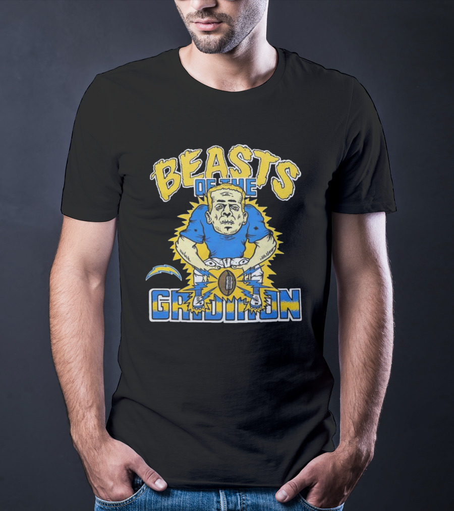 Los Angeles Chargers Beasts Of The Gridiron Football Player T-Shirt