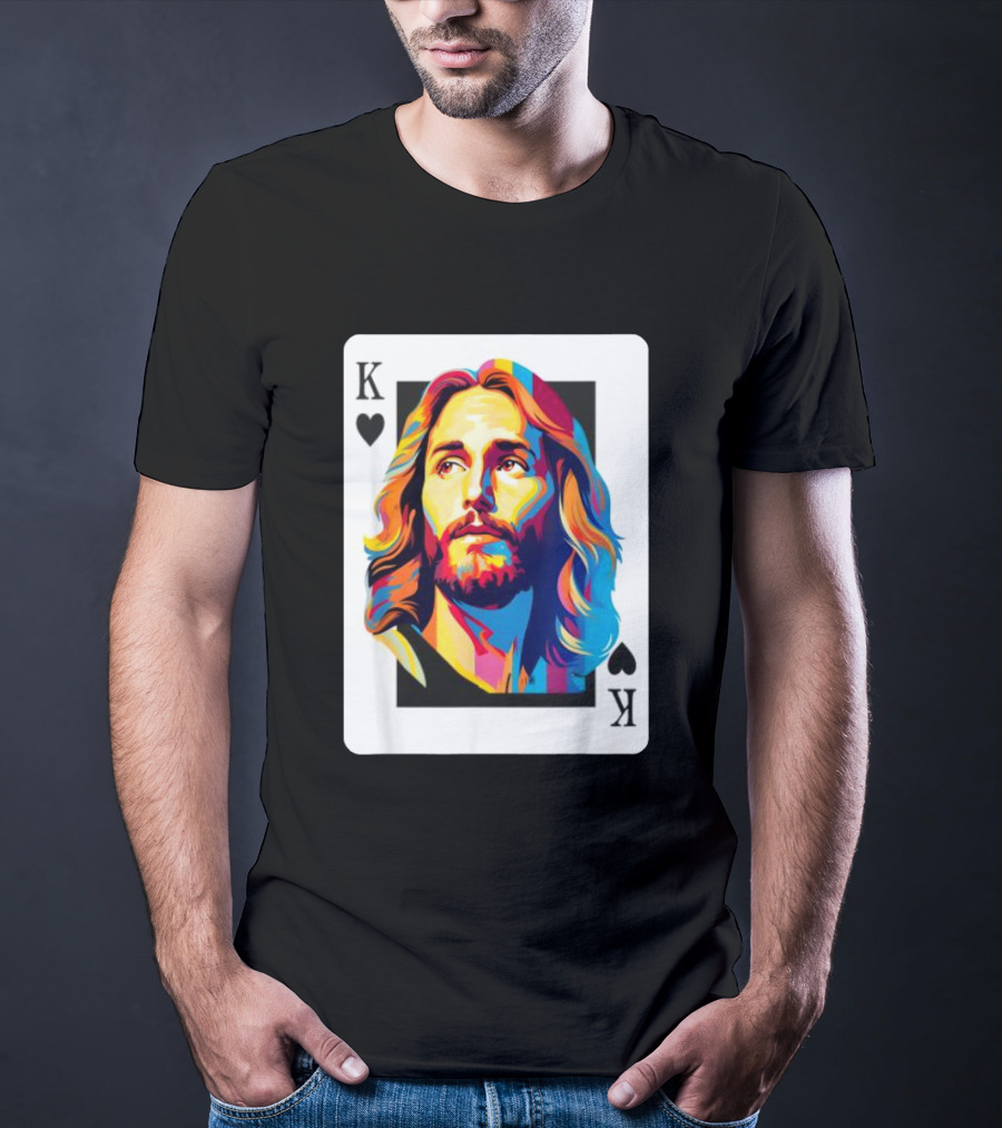 Jesus King Of Hearts Spades Christian Card T-Shirt