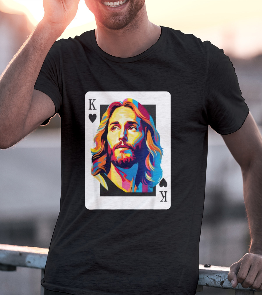 Jesus King Of Hearts Spades Christian Card T-Shirt