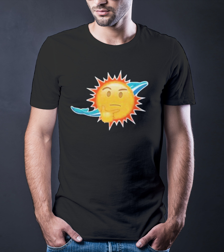 Dolphins Emoji Thinking Miami Sun Dolphins Emoji T-Shirt