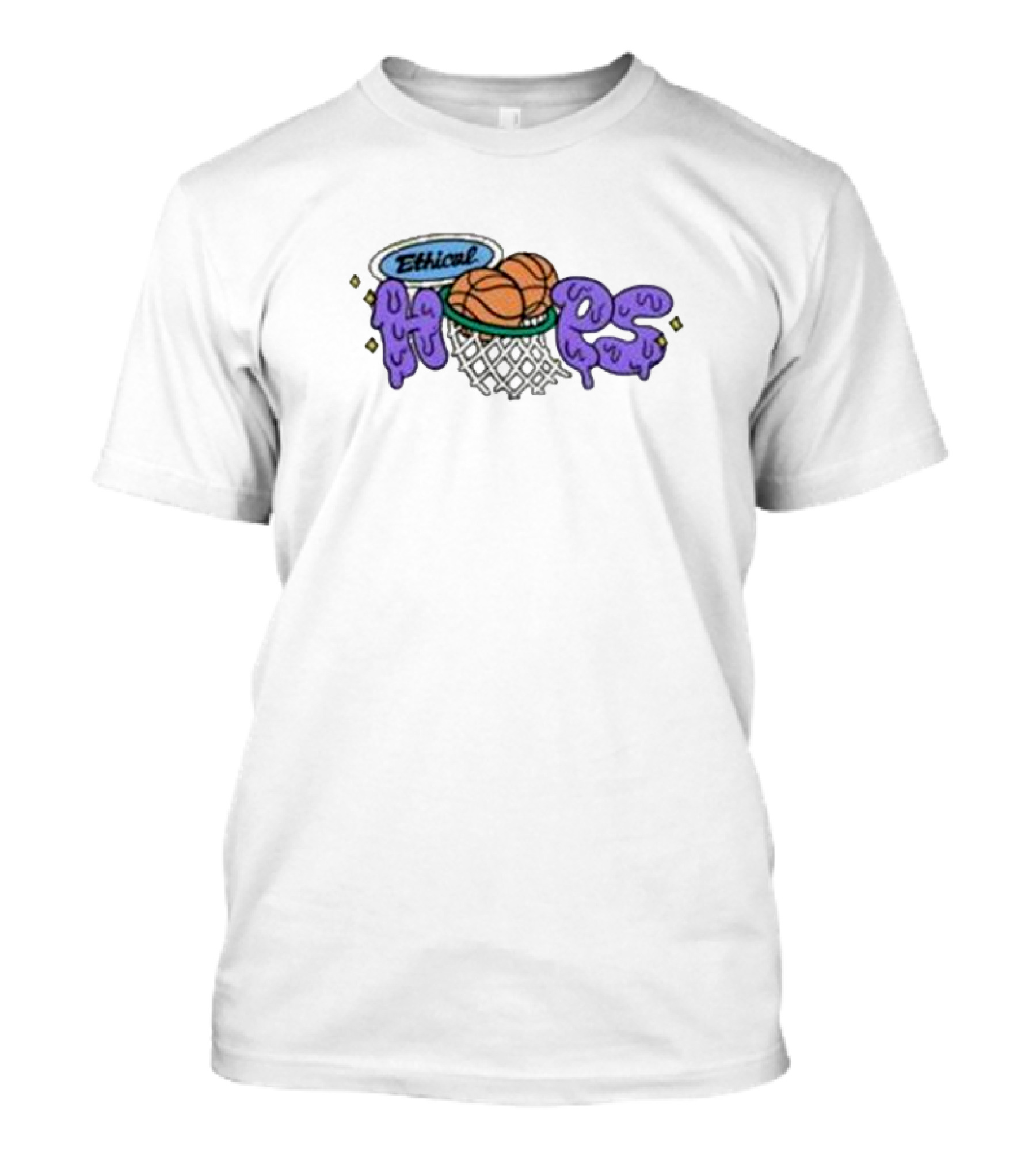 Ethical Hoops Basketball Net With Purple Dripping Letters T-Shirt