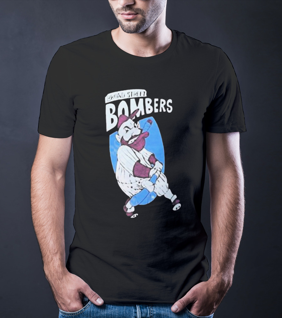 Broad Street Bombers Cartoon Baseball Character T-Shirt