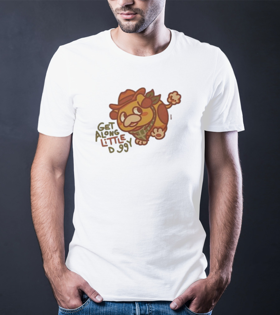 Get Along Little Doggy Cowboy Style Cartoon T-Shirt