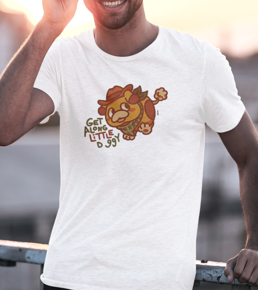 Get Along Little Doggy Cowboy Style Cartoon T-Shirt