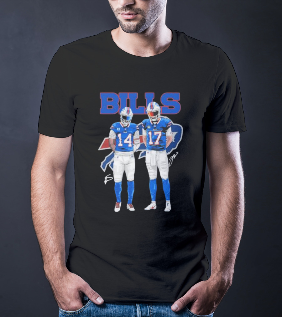 Buffalo Bills Stefon Diggs Josh Allen Bills Mafia Signature Logo 14 17 T-Shirt