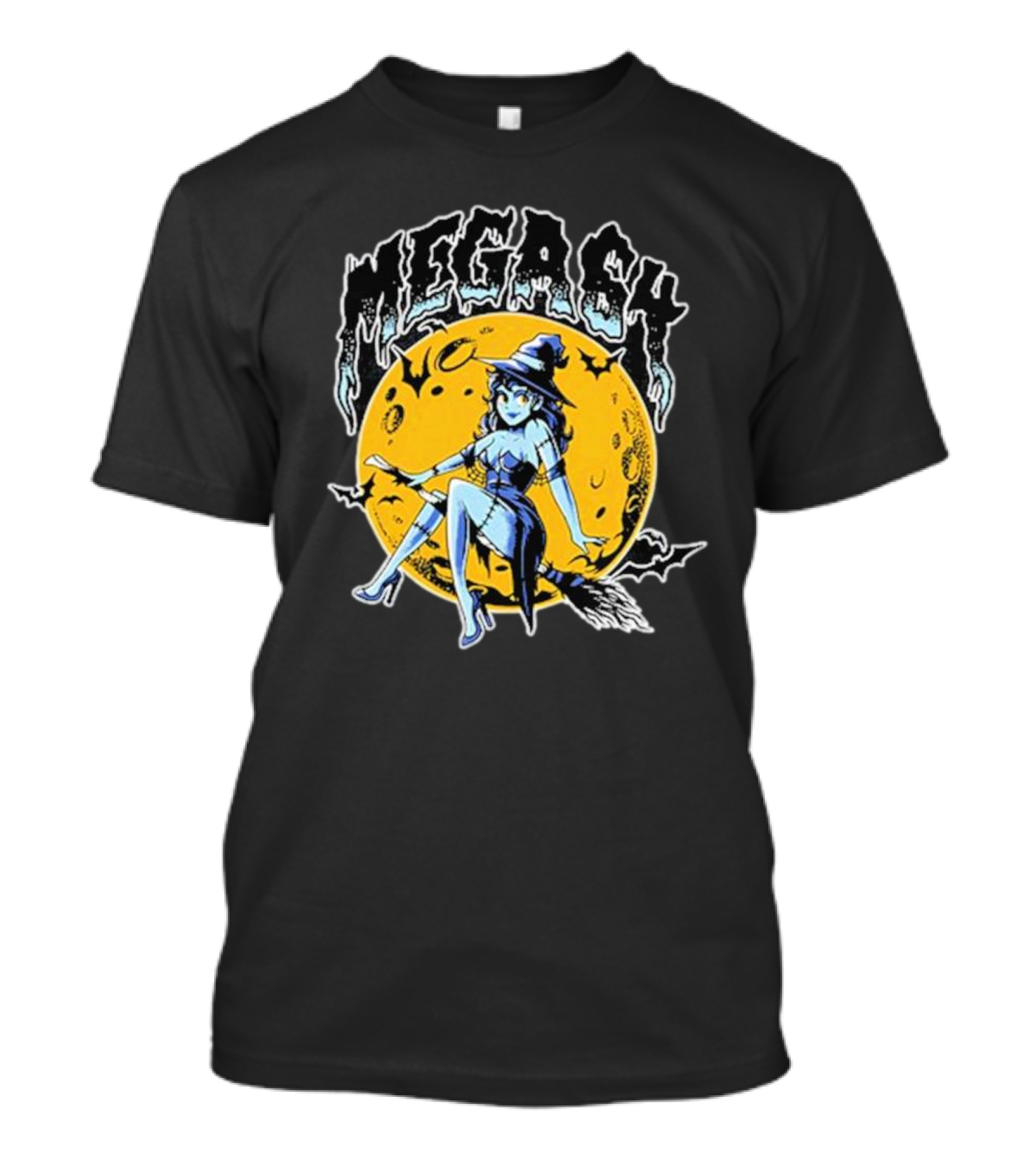 MEGASY MOON RIDER WITCH BROOMSTICK NIGHT SKY T-Shirt