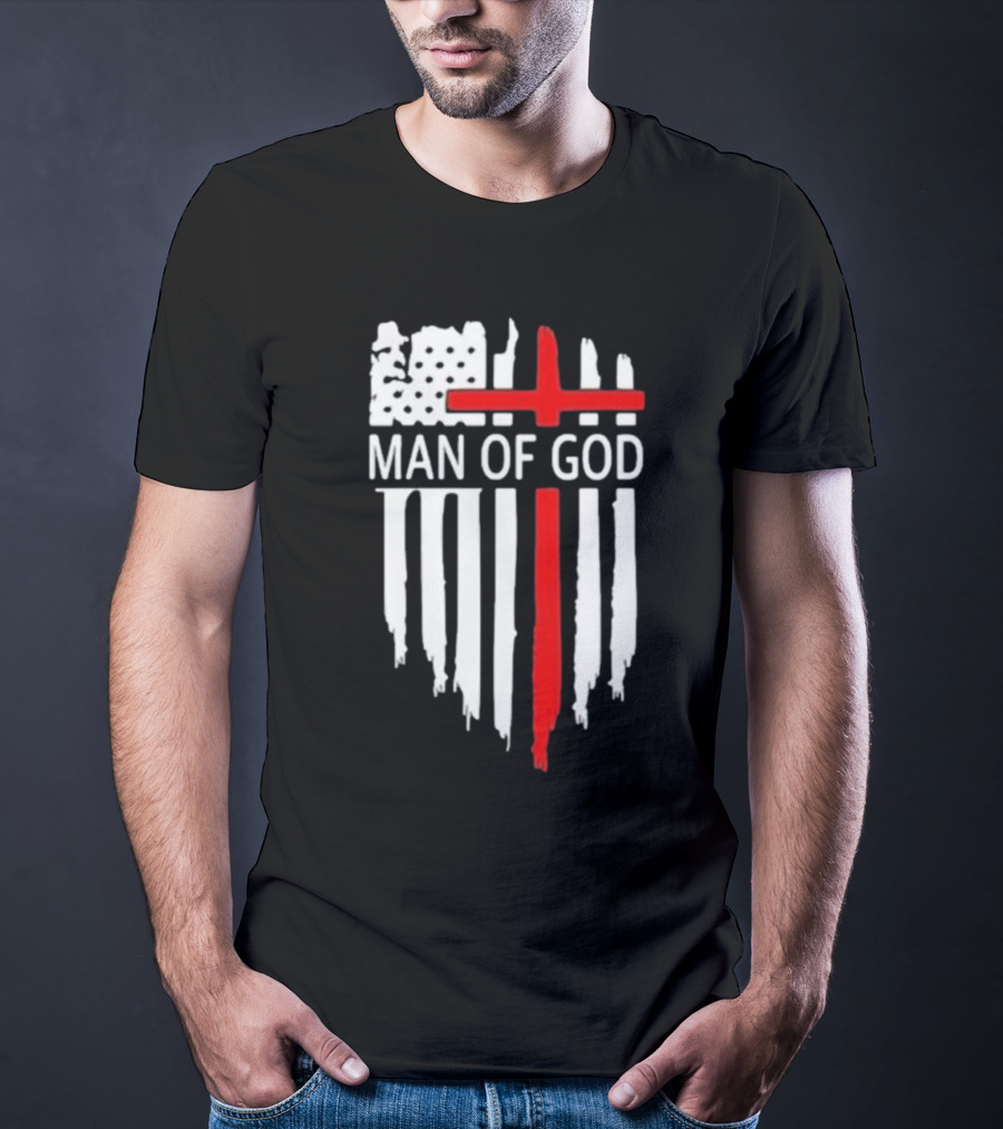 Man Of God American Flag Cross T-Shirt