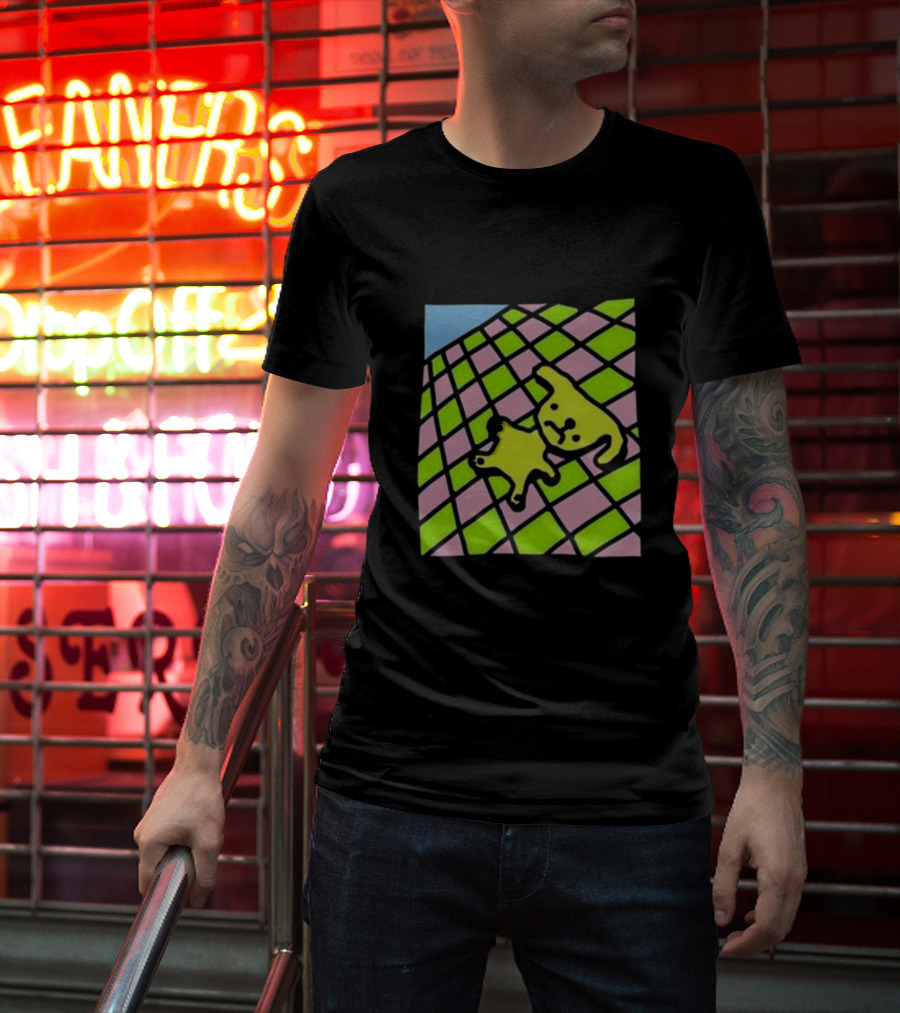 There's A Doggy On The Roof Checkerboard Zoe Bread T-Shirt
