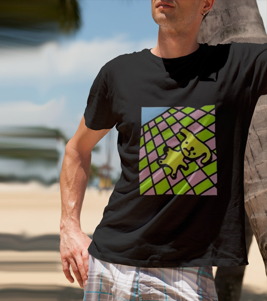 There's A Doggy On The Roof Checkerboard Zoe Bread T-Shirt