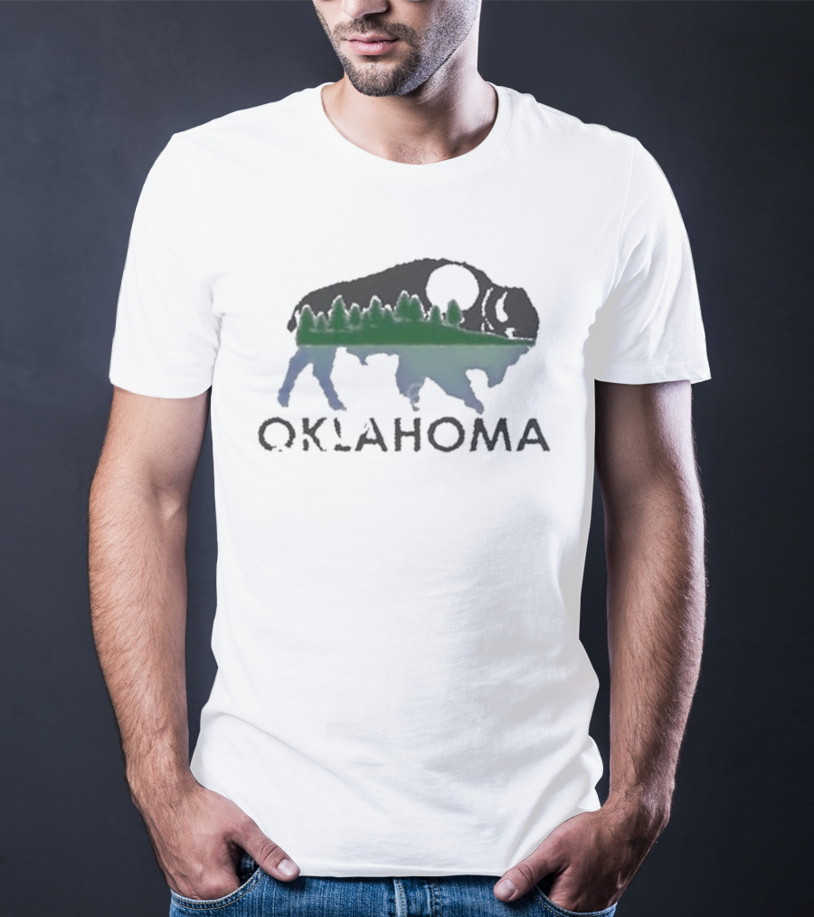 Oklahoma Wildlife Bison Forest Scene T-Shirt
