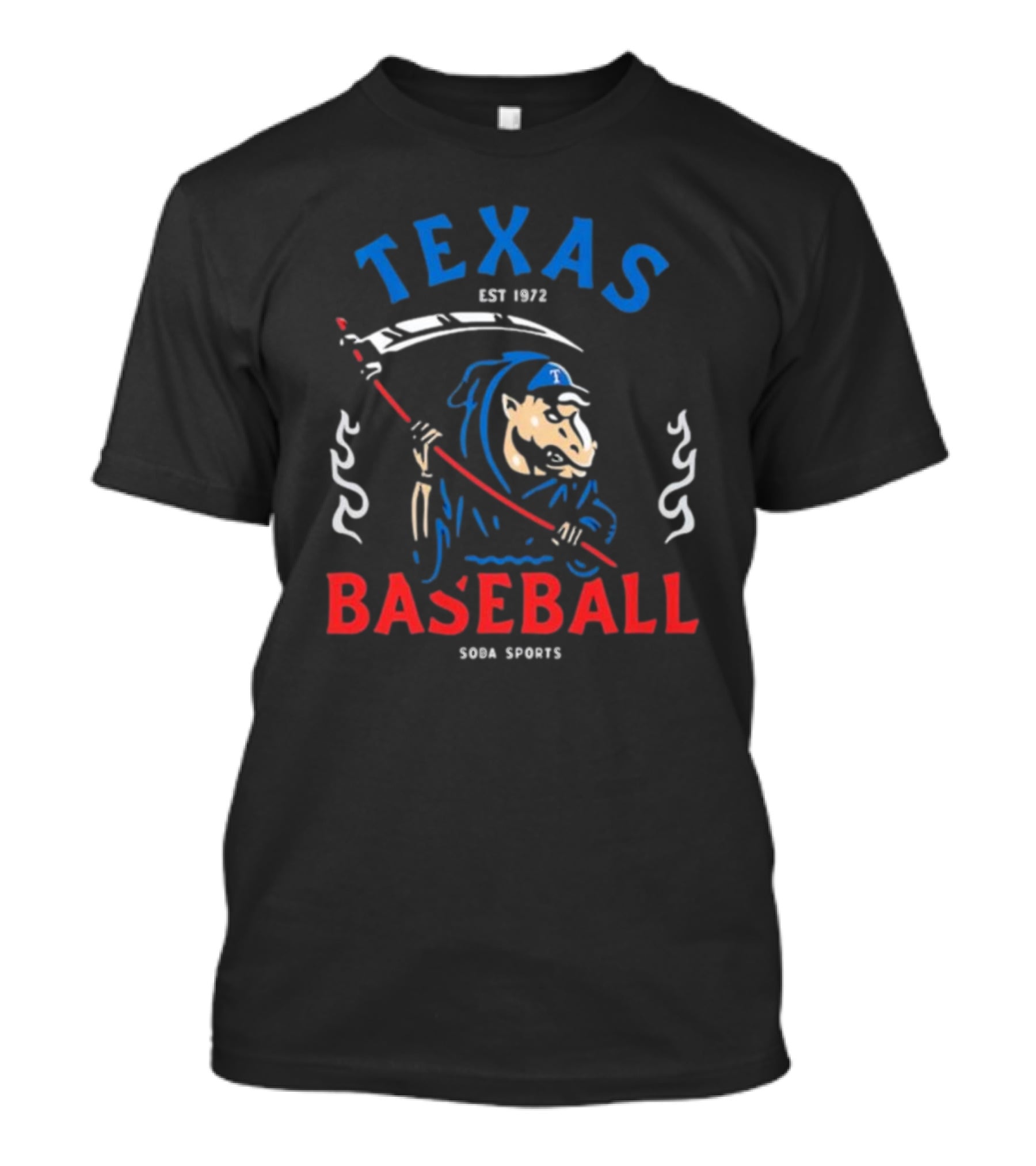Texas Baseball Reaper Soba Sports Est 1972 T-Shirt