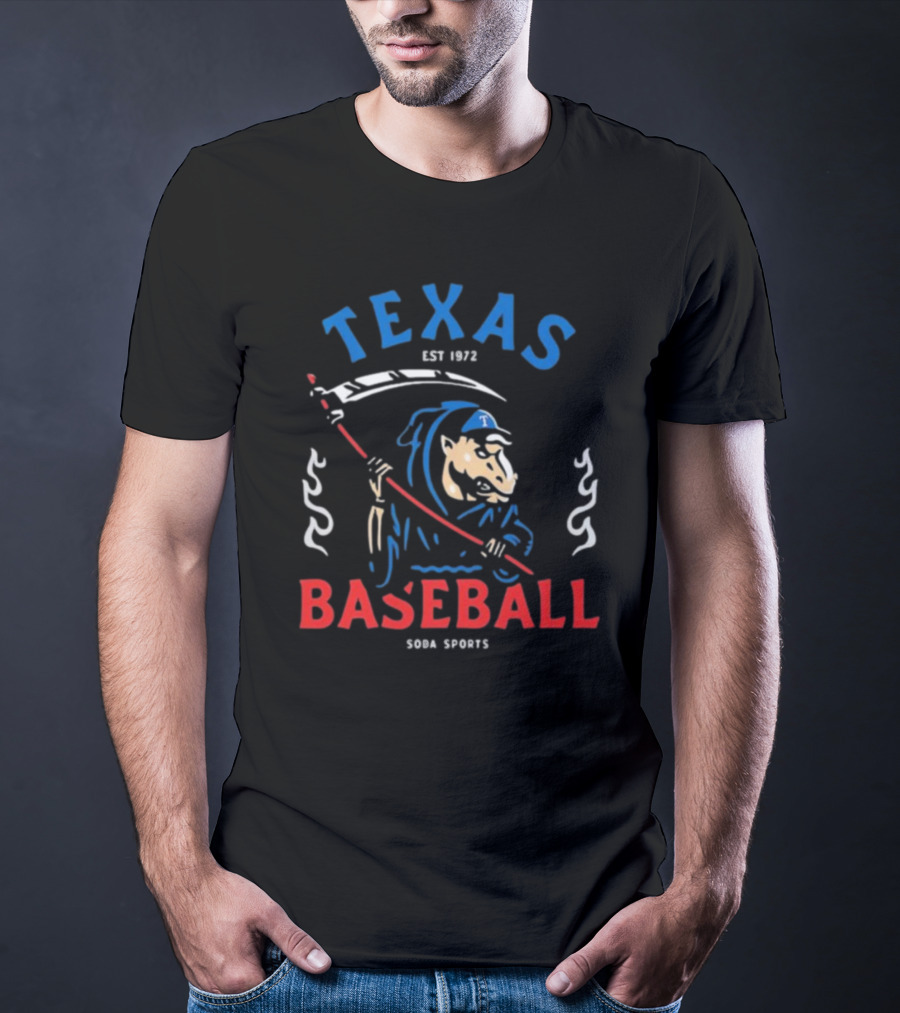 Texas Baseball Reaper Soba Sports Est 1972 T-Shirt