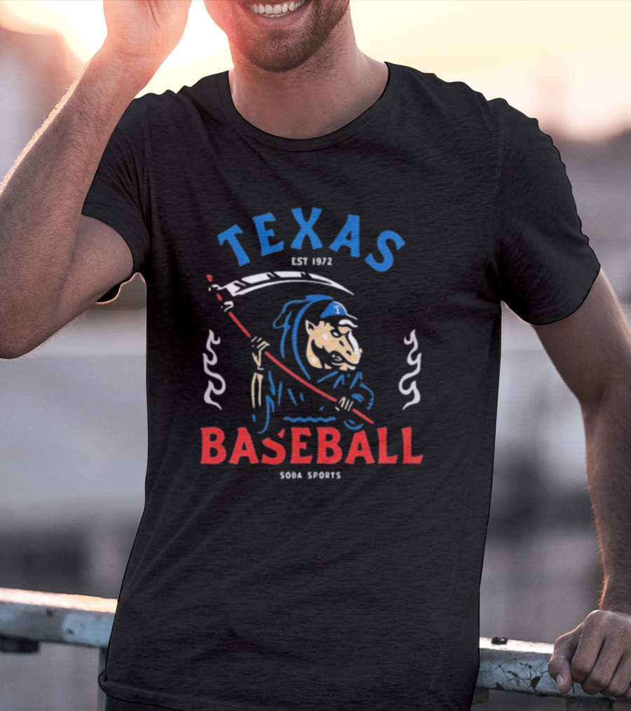 Texas Baseball Reaper Soba Sports Est 1972 T-Shirt