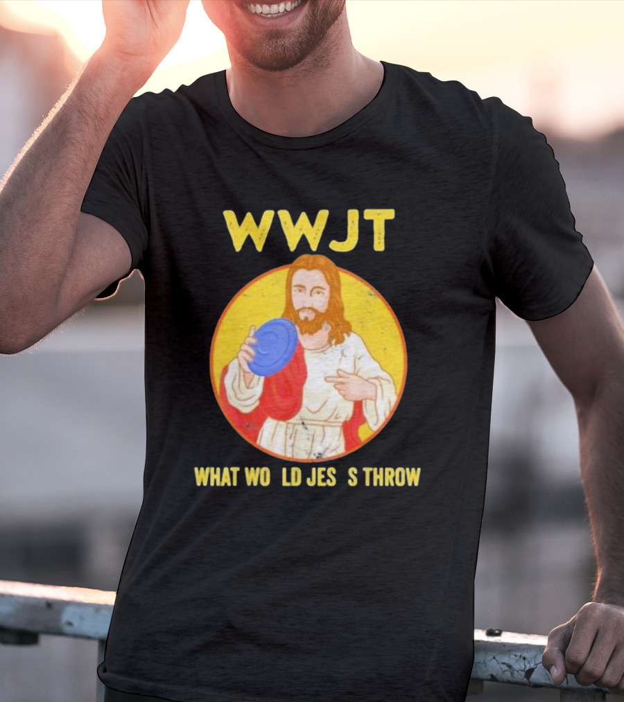 WWJT What Would Jesus Throw Frisbee Golf T-Shirt