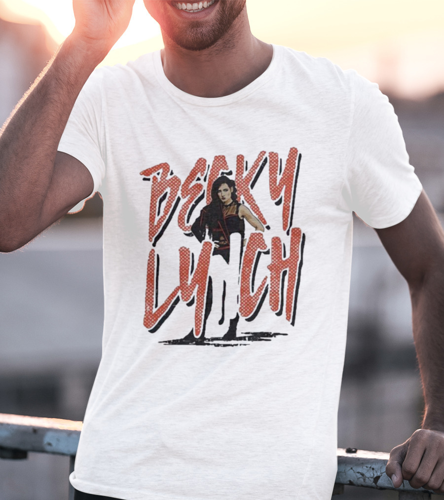 Becky Lynch Heather Gray Name Rough Text With Image T-Shirt