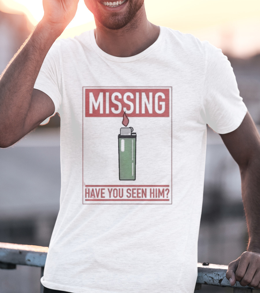 Missing Lighter Have You Seen Him Green Flame T-Shirt