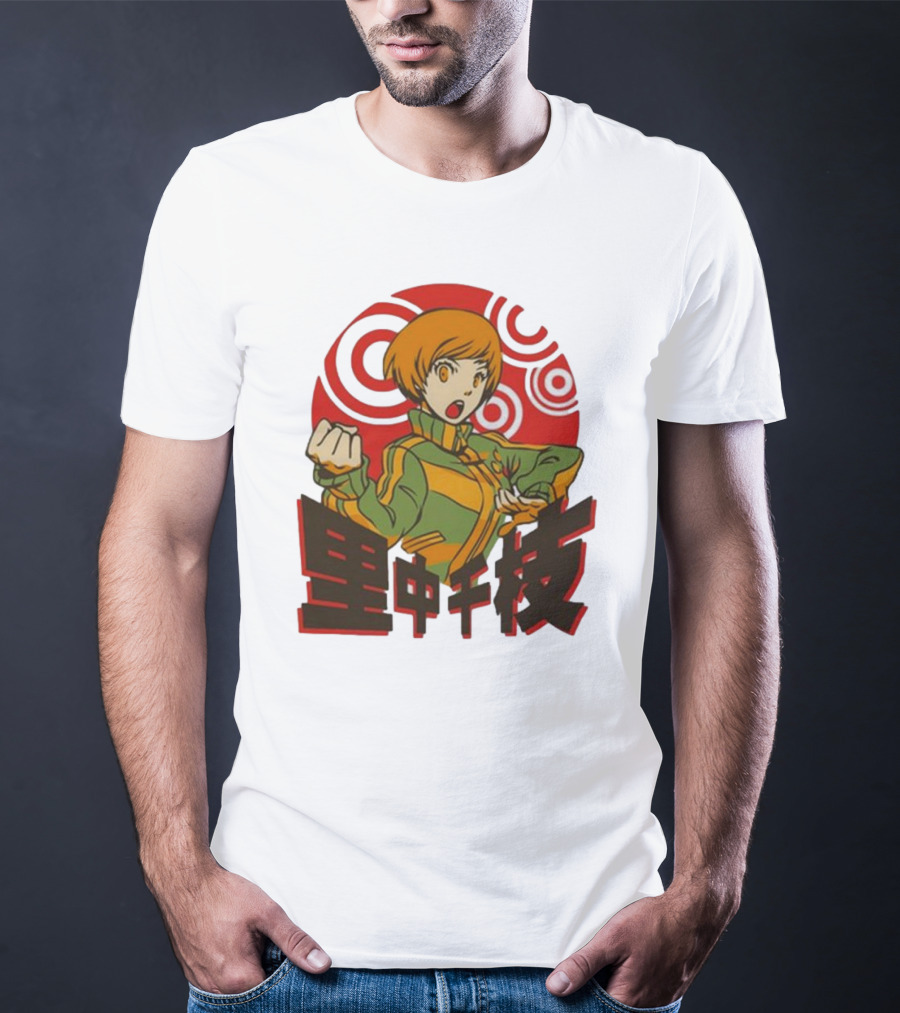 Persona 4 Dragon’s Fury Chie Satonaka Retro Red Circles T-Shirt