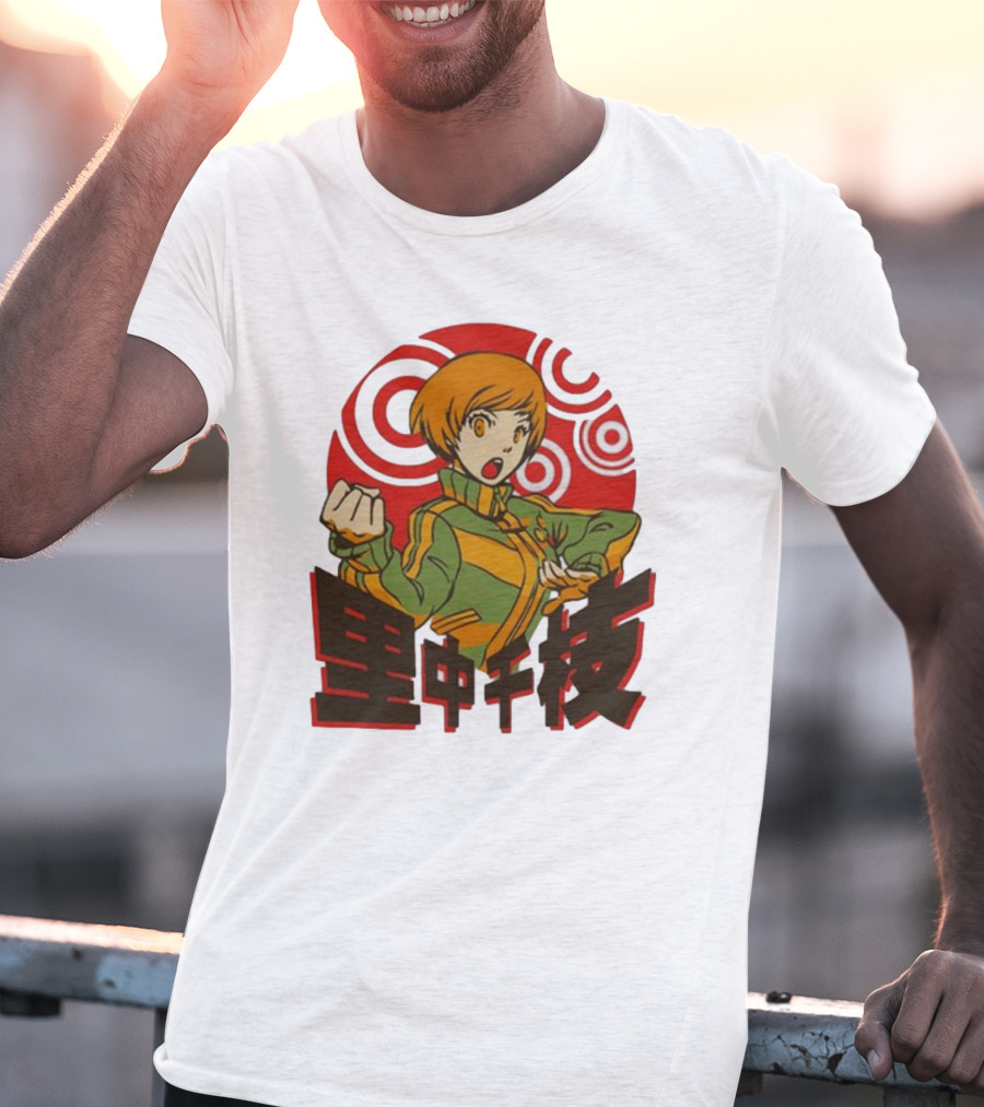 Persona 4 Dragon’s Fury Chie Satonaka Retro Red Circles T-Shirt