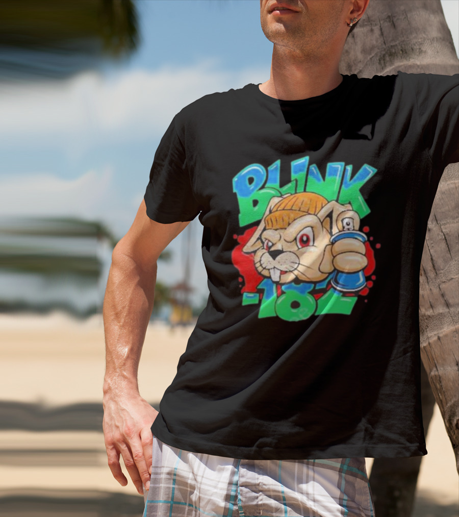 Blink-182 Senpapi Gabshiba Graffiti-Style Cartoon With Spray Can T-Shirt